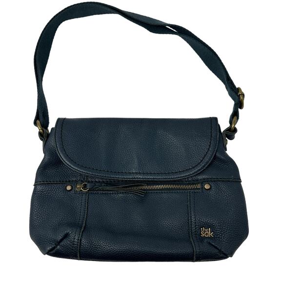 The Sak Women's One Size Carson Leather Shoulder Bag Buckle Straps Blue *READ - Picture 1 of 8